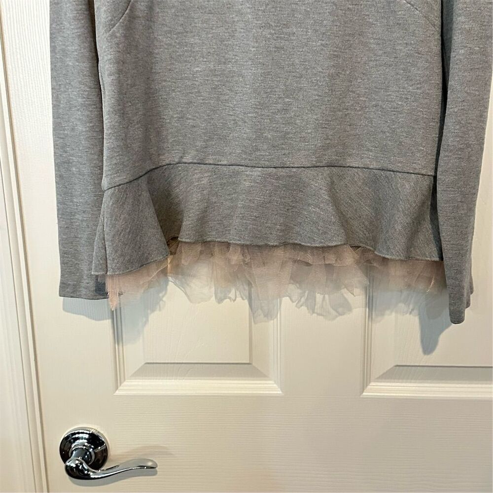 J. Crew Women's Gray‎ Long Sleeve Ruffle Hem Blouse Size M - Picture 6 of 12